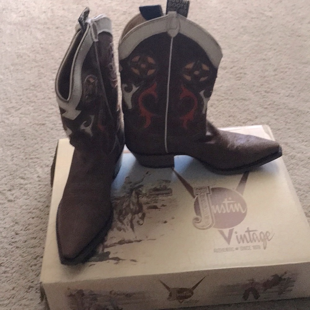 Justin leather and suede cowboy boots